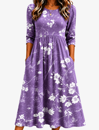 Violet | Floral Pocket Midi Dress