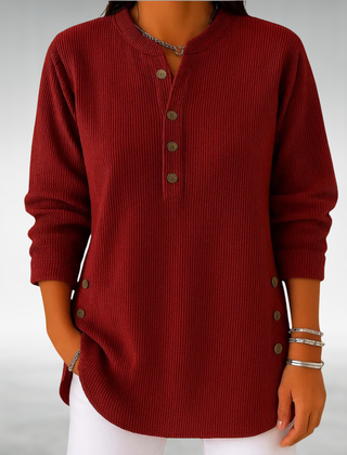 Lilian™ Retro Corduroy V-Neck Top