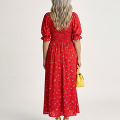 Delphine™ Square Neck Floral Puff Sleeve Midi Dress