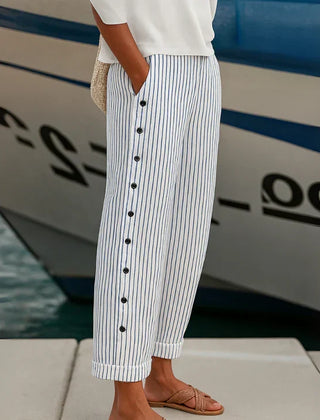 Megan™ Seabreeze Stripe Button Trousers