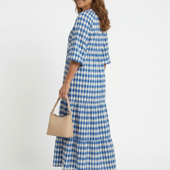 Elodie™ Diamond Print Tiered Midi Dress