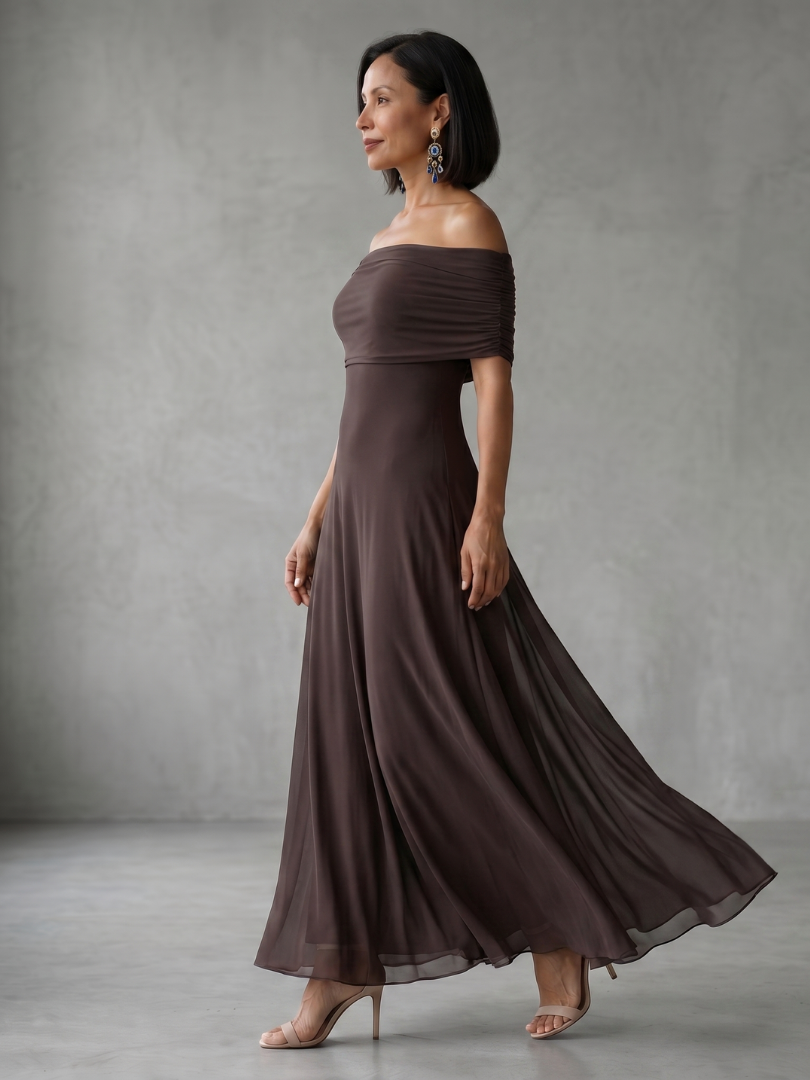 June™ Off Shoulder Draped Midi Dress