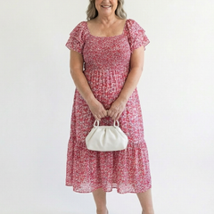 Odette™ Off Shoulder Floral Smocked Midi Dress