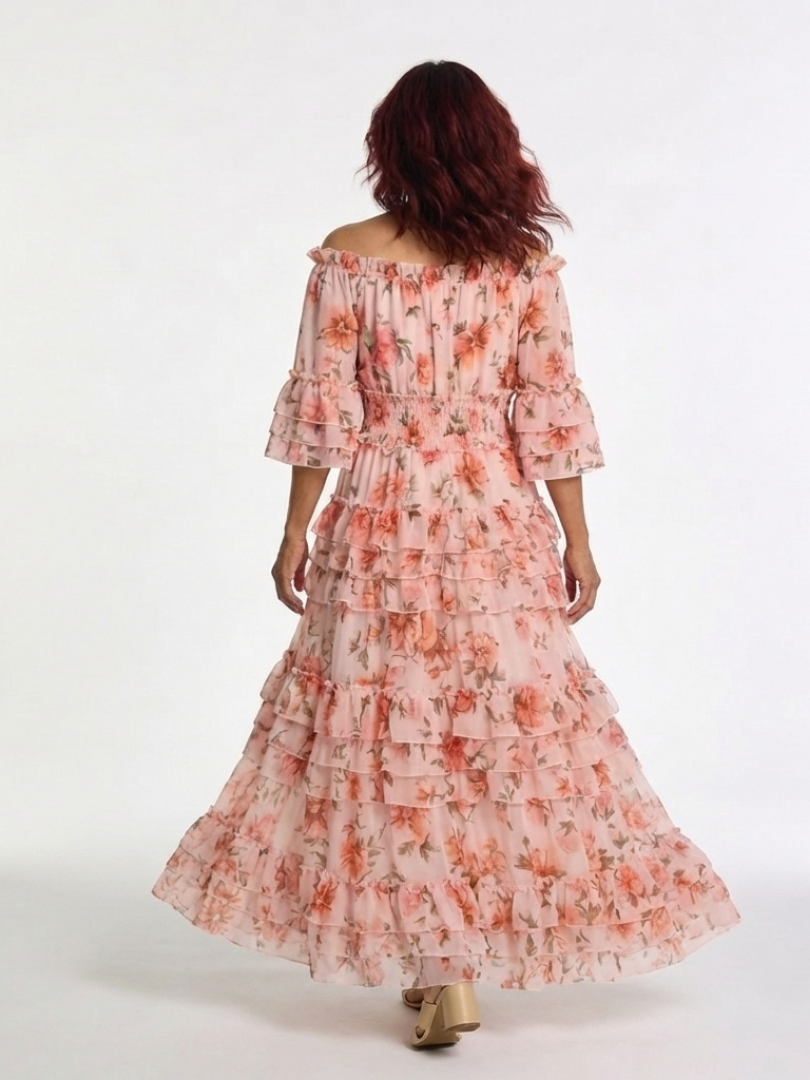 Rosalie™ Off Shoulder Floral Ruffle Tiered Maxi Dress