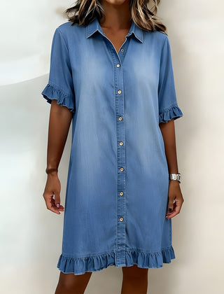 Katie | Effortlessly Flattering Ruched Denim Dress