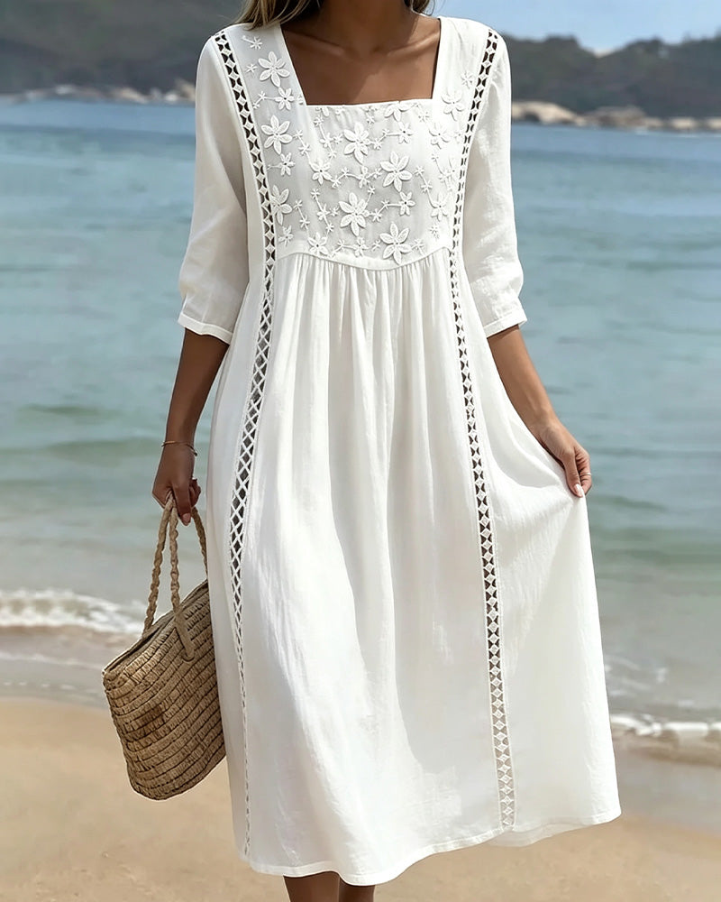 Liesel™ Casual Square-Neck Dress with Cut-Out Detail