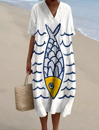 Baylor™ | Fish-Print Summer Dress