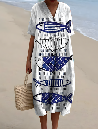 Baylor™ | Fish-Print Summer Dress