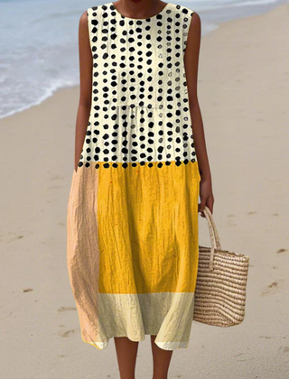 Leah™ Polka Colorblock Midi Dress