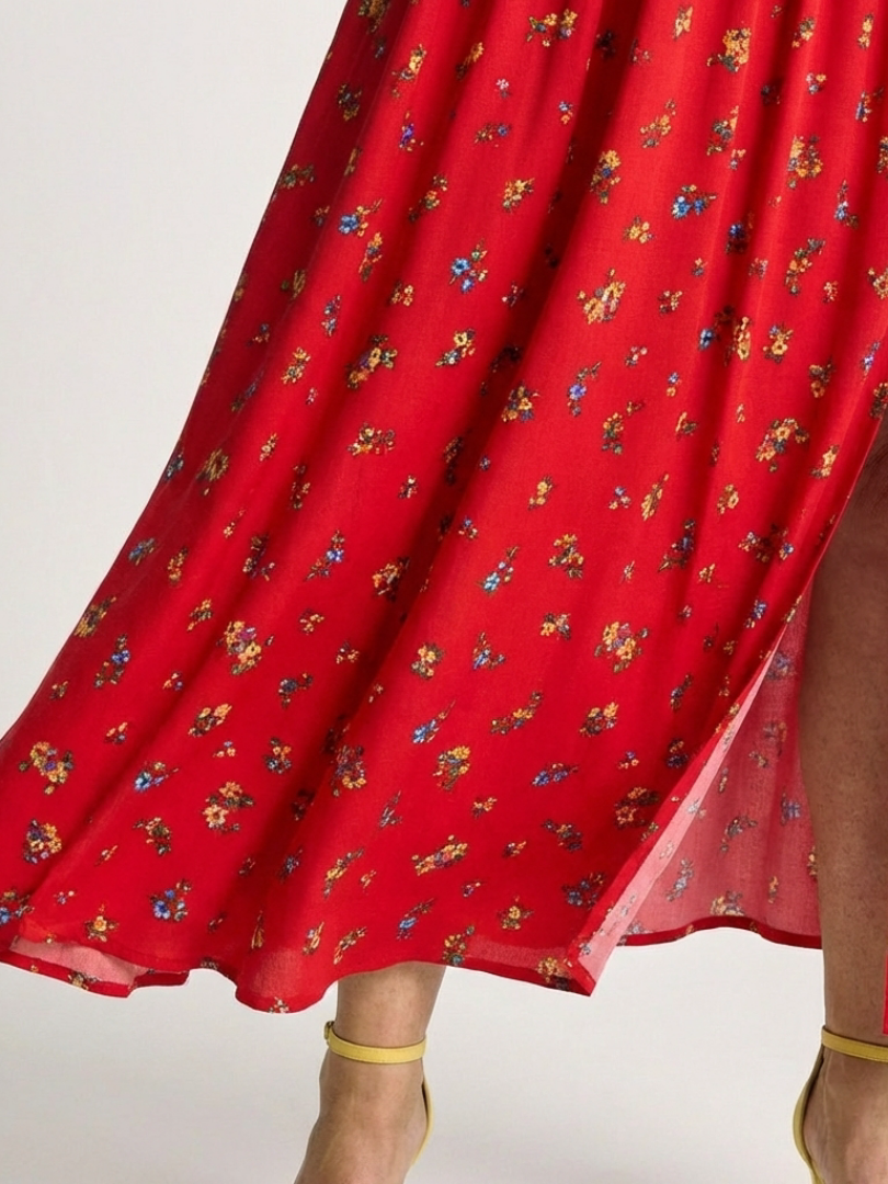 Delphine™ Square Neck Floral Puff Sleeve Midi Dress