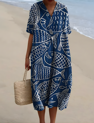 Baylor™ | Fish-Print Summer Dress