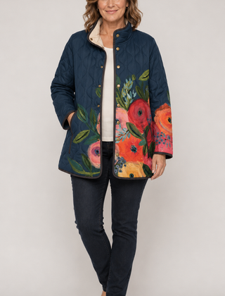 ALEXIS™ | Vintage Floral Print Quilted Jacket