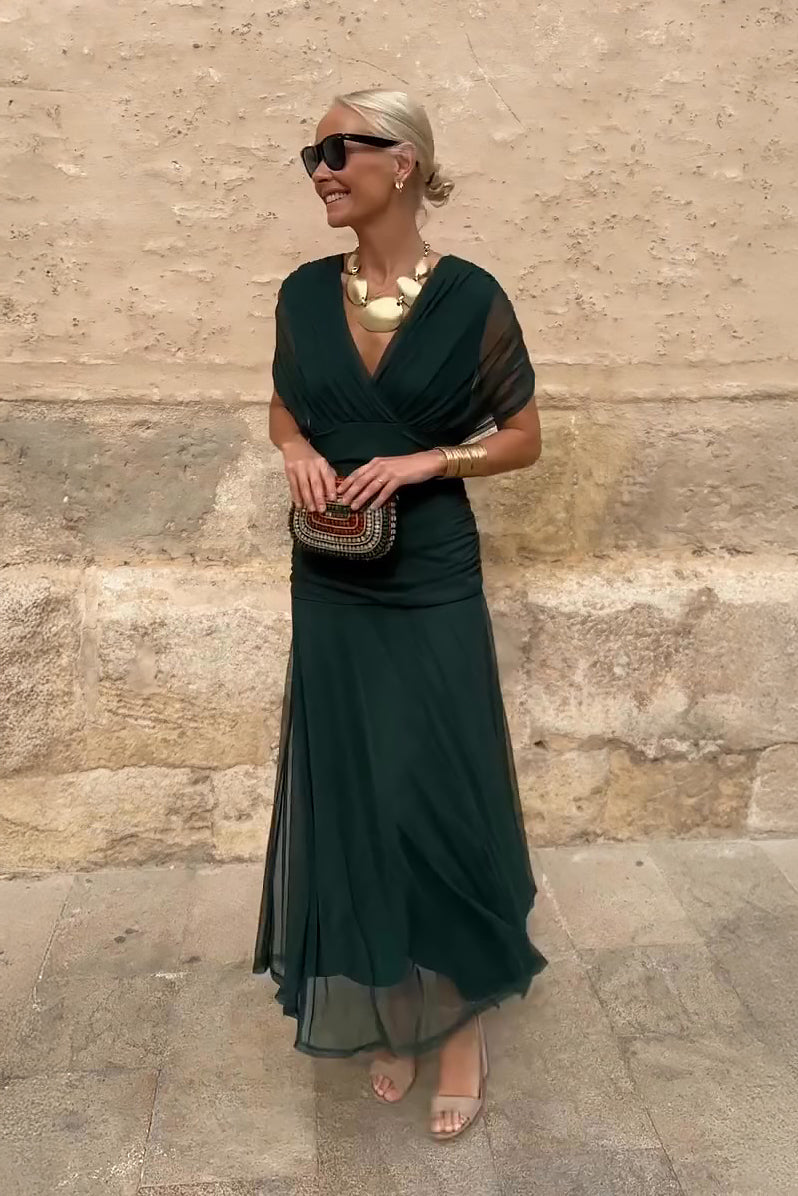Emelia™ Elegant V-Neck Maxi Dress