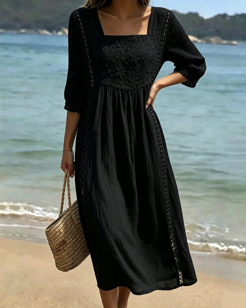 Liesel™ Casual Square-Neck Dress with Cut-Out Detail