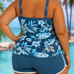 Layla | Plus Size Floral Tankini Shorts Set