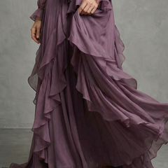Demetria™ Tie Neck Ruffle Tiered Maxi Dress