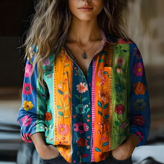 Natalie™ Printed Vintage Blouse