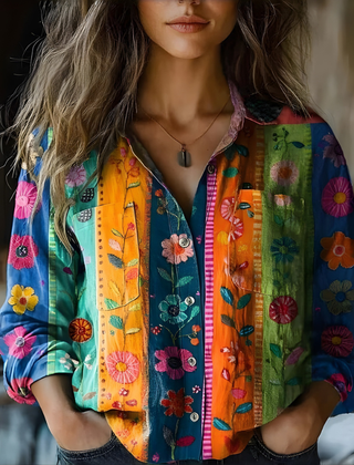 Natalie™ Printed Vintage Blouse