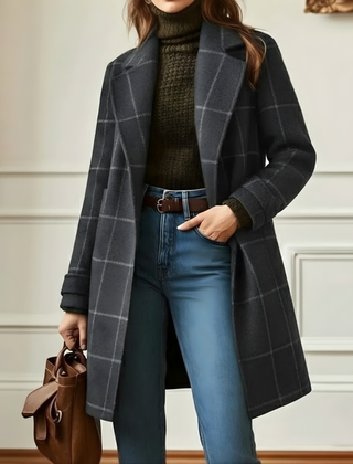 Kora™ Long Tweed Plaid Coat