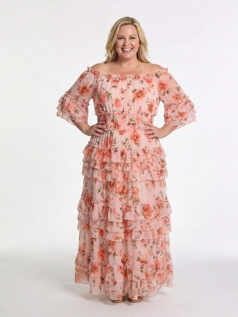 Rosalie™ Off Shoulder Floral Ruffle Tiered Maxi Dress