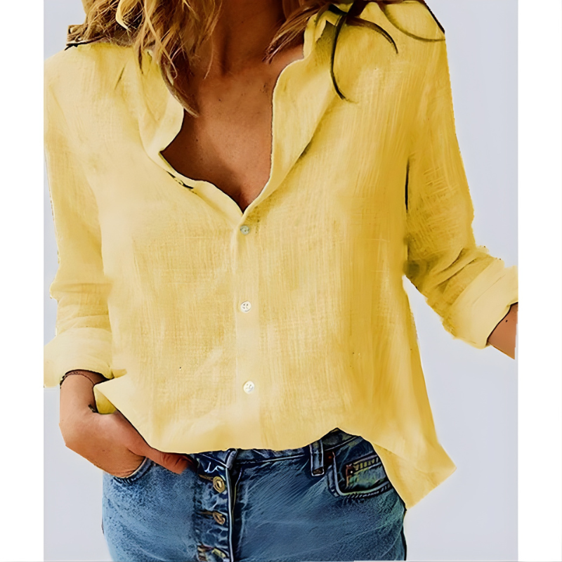 Leah™ Cotton Long Sleeve Blouse