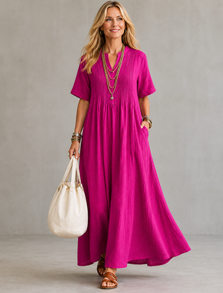 Amoura | Elegant Pleated Maxi Dress