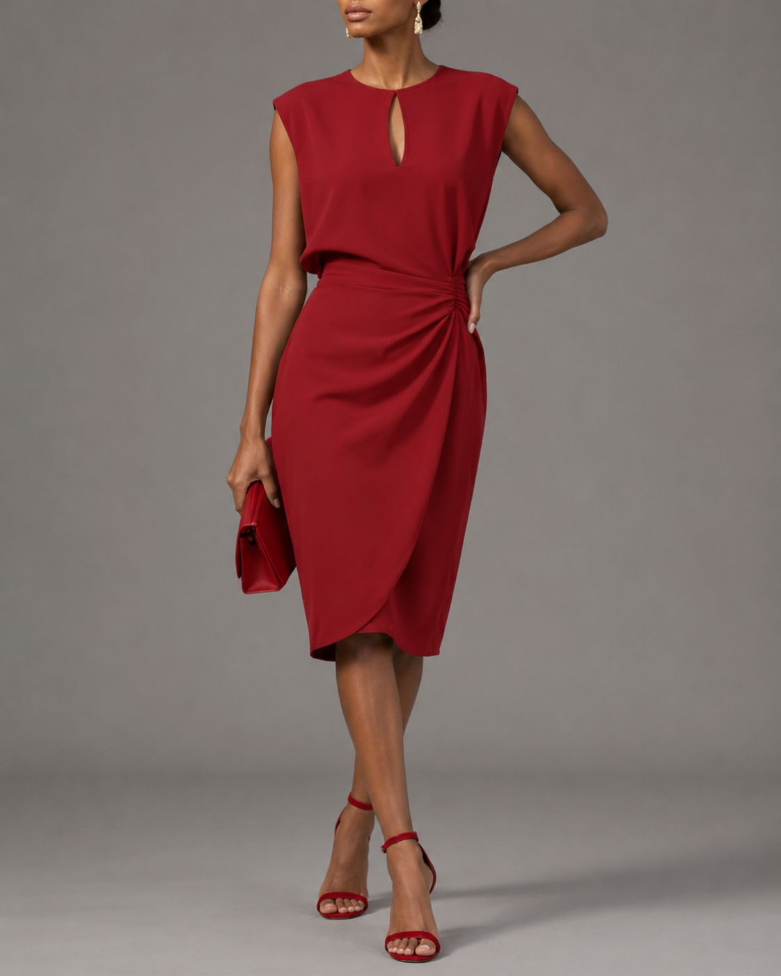 Rochelle™ Tummy-Concealing Draped Midi Dress