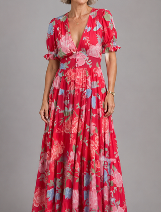 Alessia™ Elegant Floral V-Neck Dress