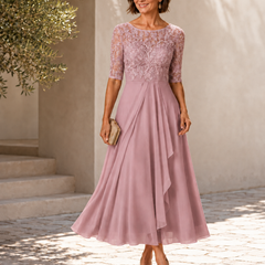 Avi Lace Bodice Draped Midi Dress