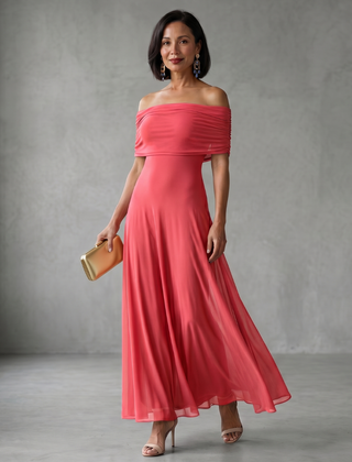 June™ Off Shoulder Draped Midi Dress