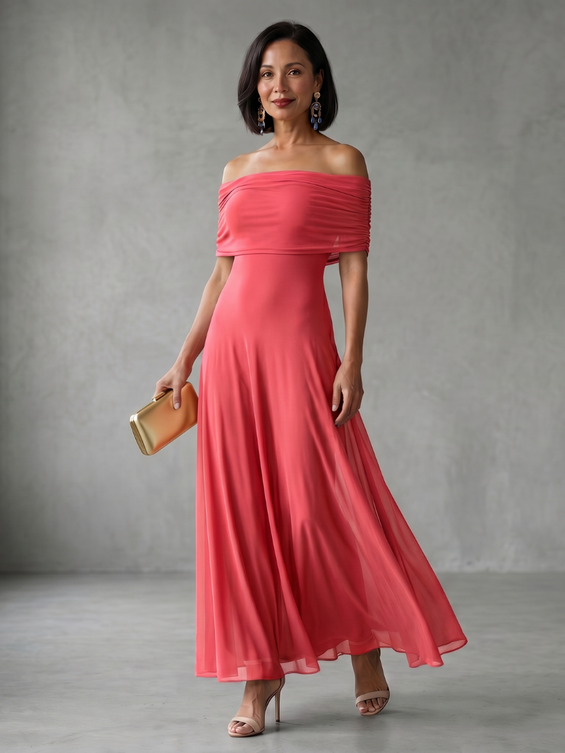 June™ Off Shoulder Draped Midi Dress