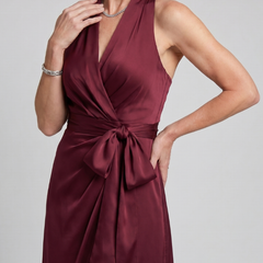 Honora™ Halter Neck Wrap Asymmetric Hem Midi Dress