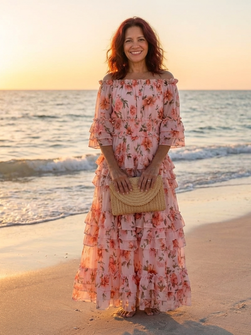 Rosalie™ Off Shoulder Floral Ruffle Tiered Maxi Dress