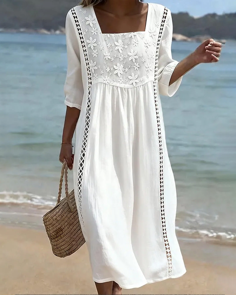 Liesel™ Casual Square-Neck Dress with Cut-Out Detail