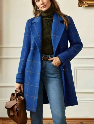 Kora™ Long Tweed Plaid Coat