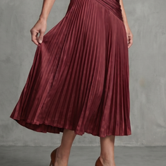 Theodora™ Pleated Waistline Stripe Midi Dress