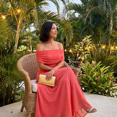 June™ Off Shoulder Draped Midi Dress