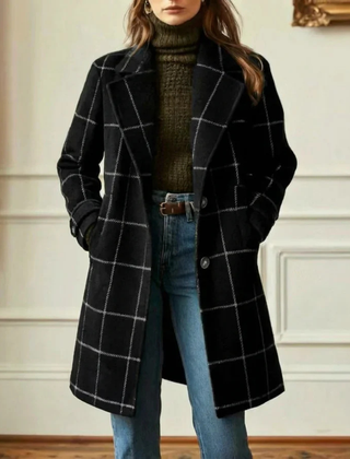 Kora™ Long Tweed Plaid Coat