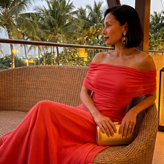 June™ Off Shoulder Draped Midi Dress