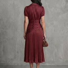 Theodora™ Pleated Waistline Stripe Midi Dress