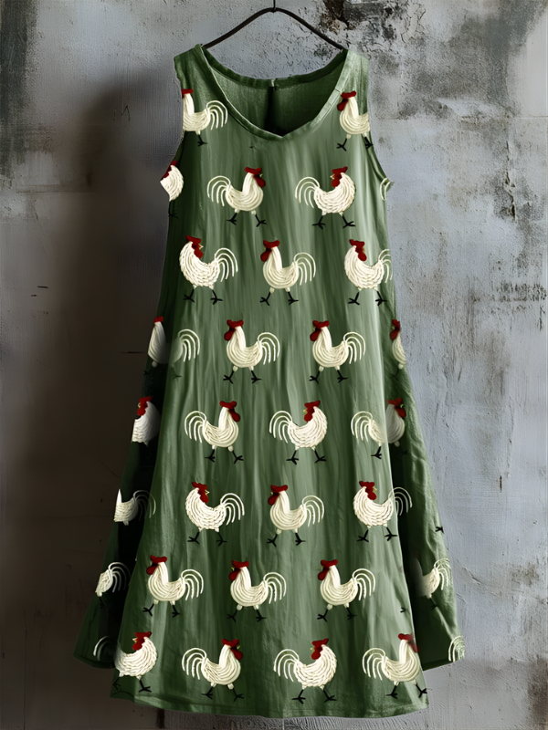 Rustic Rooster Art Tank Dress