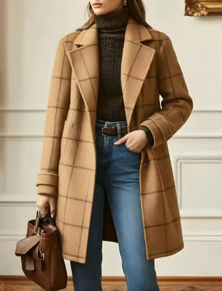 Kora™ Long Tweed Plaid Coat