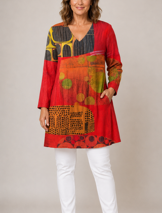 Maria | Long Blouse with V-Neck