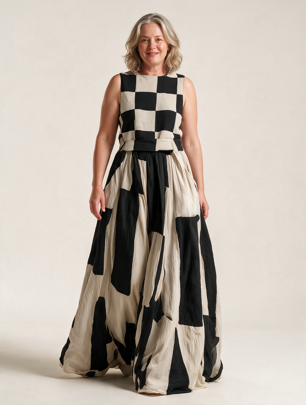 Audrey™ Contrast Panel Sleeveless Maxi Dress