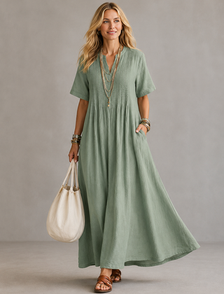 Amoura | Elegant Pleated Maxi Dress
