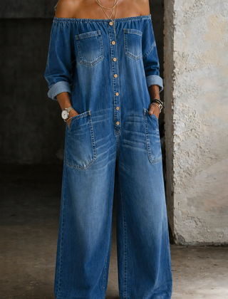 Donna | Off Shoulder Long Sleeve Jumpsuit
