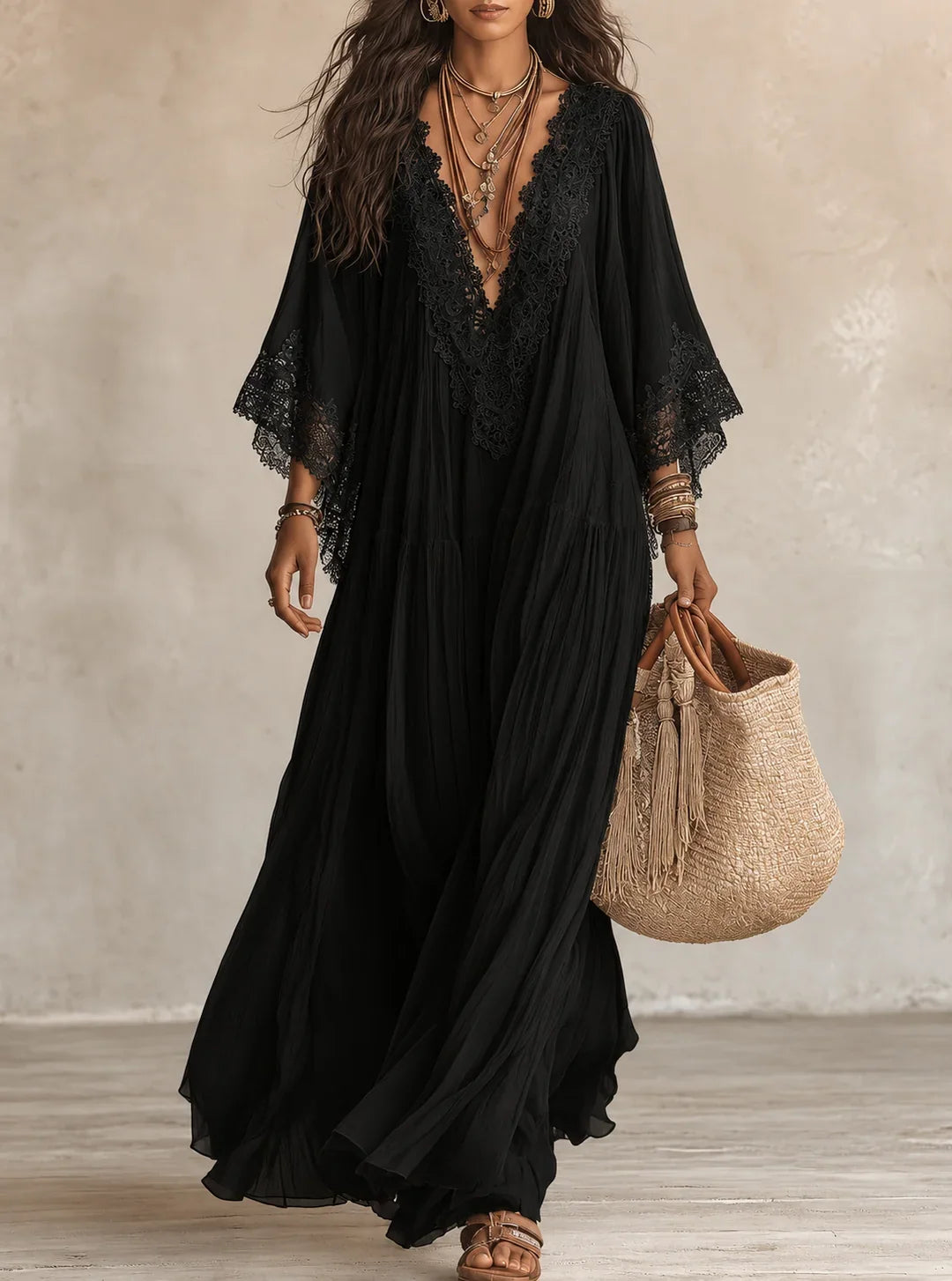 Indara™ Long V-Neck Dress