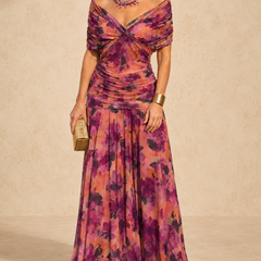 Seraphine™ Ruched Flutter Sleeve Midi Dress