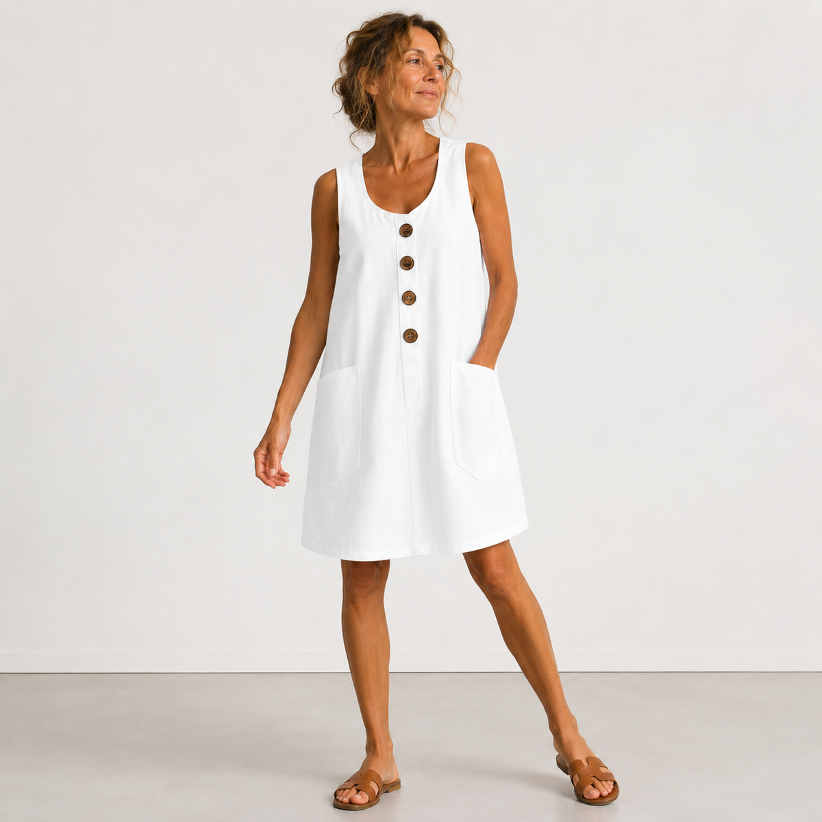 Macey™ Button-Front Summer Dress with Pockets