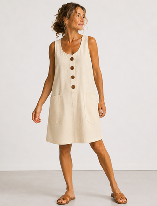 Macey™ Button-Front Summer Dress with Pockets